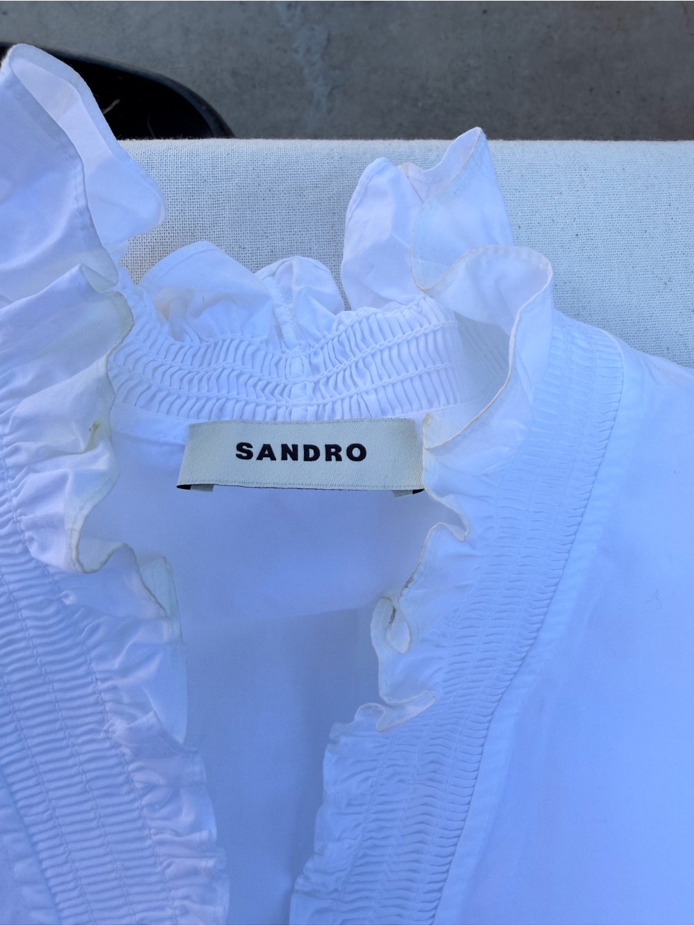 Sandro Lisandra Organic Cotton Ruffled Blouse - Picture 8 of 9